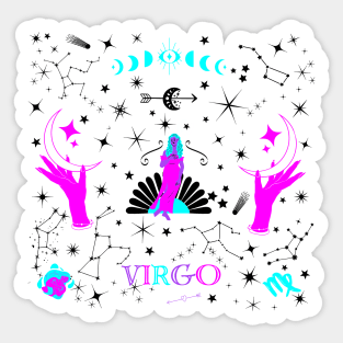 Virgo Zodiac Design Black Stars Sticker